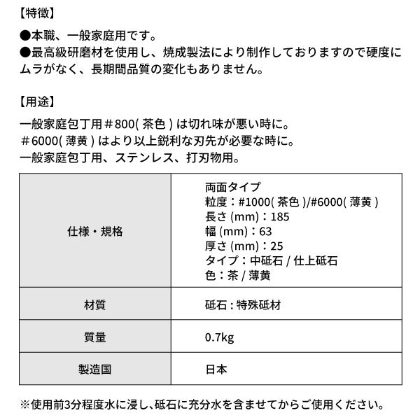 松永トイシ キング砥石 キングホームトイシ KW-65 HT-65 0300408 185x63x25 粒度#1000/6000 中研ぎ用/仕上研ぎ用