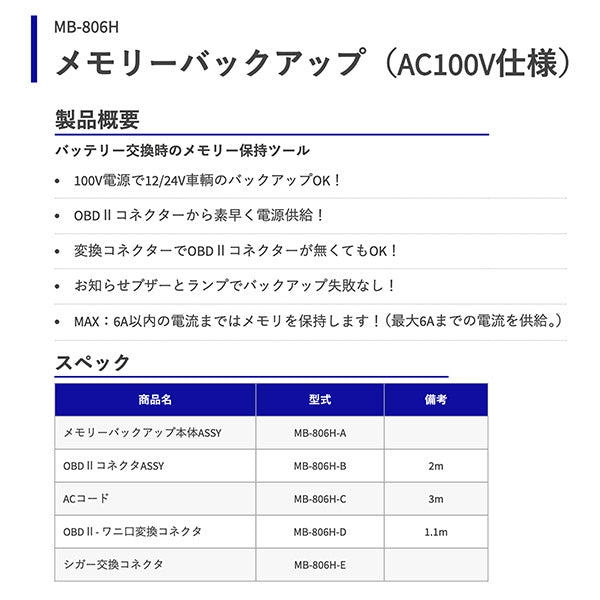 HASCO ハスコー メモリーバックアップ 100V仕様 MB-806H