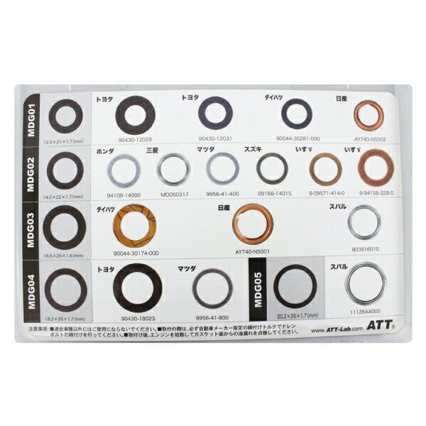 国産車オイルドレンガスケット約95%カバー マルチドレンガスケットセット MDG-SET 耐圧・耐シールド性・高トルク保持率 高品質素材