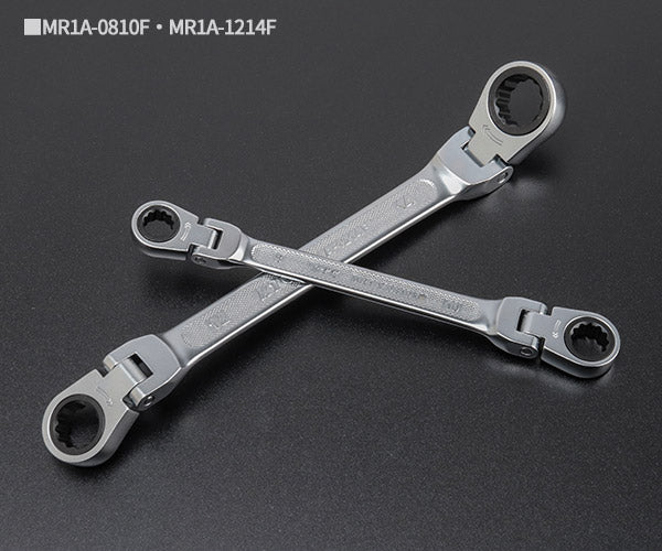 KTC MR1A-F2PEM ラチェットめがねレンチ (両頭型首振りタイプ) 2本セット (MR1A-0810F,MR1A-1214F) エヒメマシンオリジナルセット