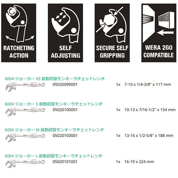 日本正規品 ヴェラ 4本組 クイックスパナ(ラチェット式) (020110)(4013288217516) ベラ Wera