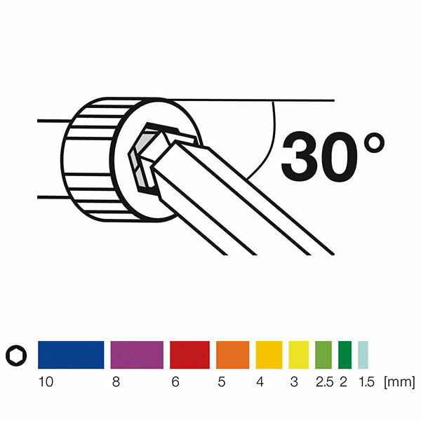 日本正規品 PBスイスツールズ ホルダー付ボールポイントロング六角レンチセット レインボー 9本組 (212.LH-10RBCN)