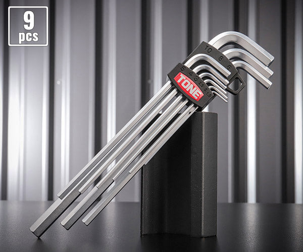 TONE マスターツールロング六角棒L形レンチセット 9pcs (AL900)(4953488018516) トネ