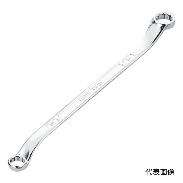 TONE 両口ロングメカニックめがねレンチ(45°×10°) 対辺寸法24×27mm 全長350mm (M44-2427)(4953488107661) トネ