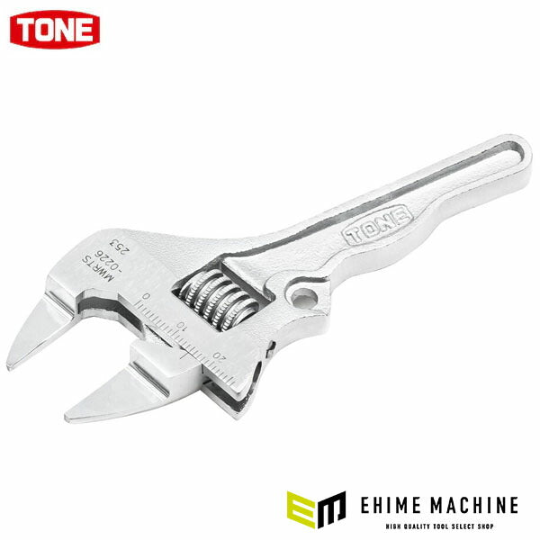 TONE 薄型ショートハイパーウォームモンキレンチ 目盛付 最大口開き