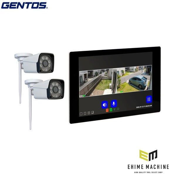 ジェントス G-i Camera 屋外用取付型ネットワークカメラ 2台 モニターセット 300万画素 (NCIG-4810A)(4950654055511) GENTOS
