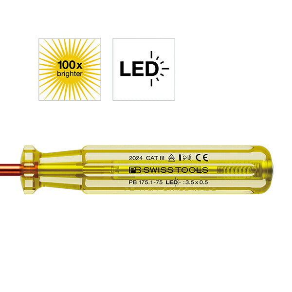 日本正規品 PBスイスツールズ 検電ドライバーLED AC100V-250V用 (175.1-75LED)(7610733298907)