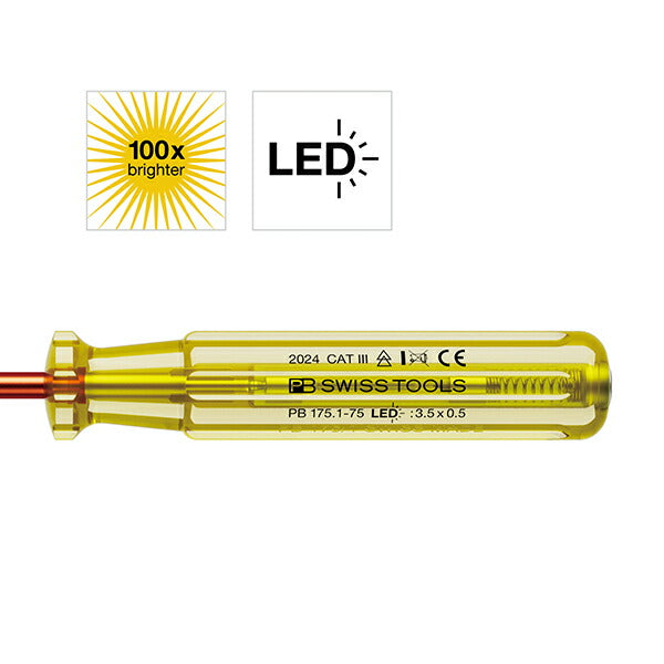 日本正規品 PBスイスツールズ 検電ドライバーLED AC100V-250V (175.1-75LEDCN)(7610733298921)