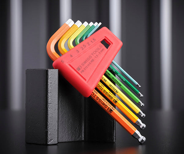 日本正規品 PBスイスツールズ ホルダー付ボールポイントレインボー六角レンチセット 6本組 (212.H-5RB) (7610733254262)