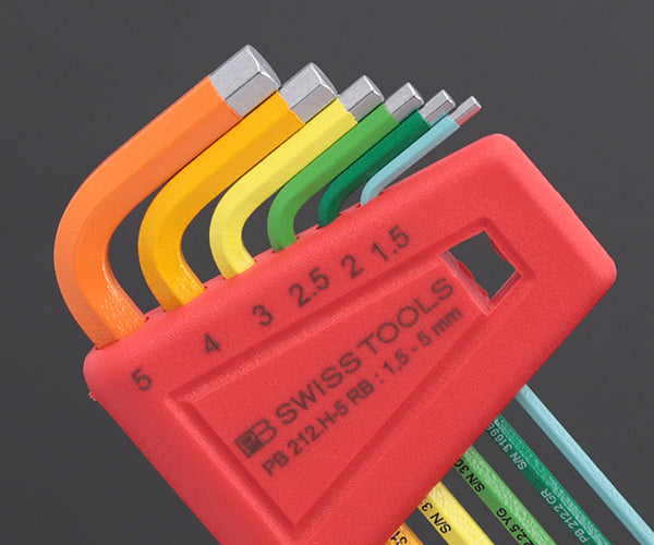 日本正規品 PBスイスツールズ ホルダー付ボールポイントレインボー六角レンチセット 6本組 (212.H-5RB) (7610733254262)