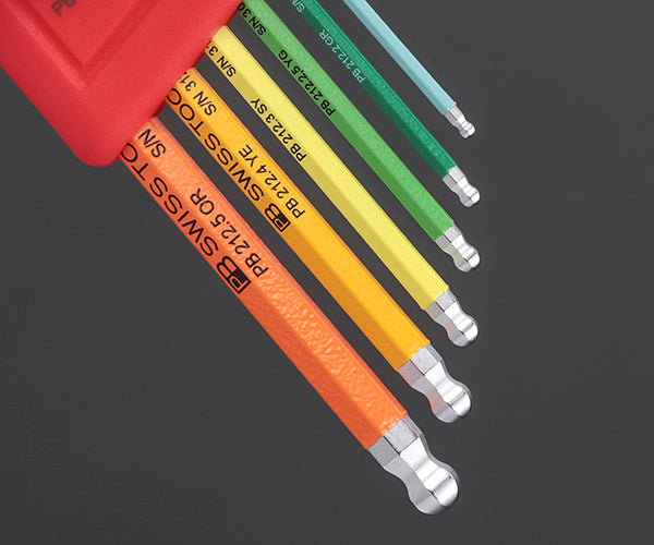 日本正規品 PBスイスツールズ ホルダー付ボールポイントレインボー六角レンチセット 6本組 (212.H-5RB) (7610733254262)