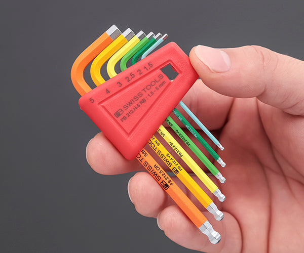日本正規品 PBスイスツールズ ホルダー付ボールポイントレインボー六角レンチセット 6本組 (212.H-5RB) (7610733254262)