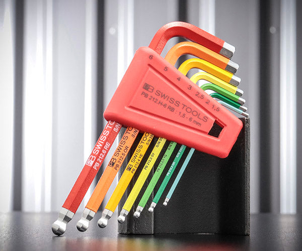 【11月の特価品】日本正規品 PBスイスツールズ ホルダー付ボールポイントレインボー六角レンチセット 7本組 (212.H-6RB) (7610733254279)