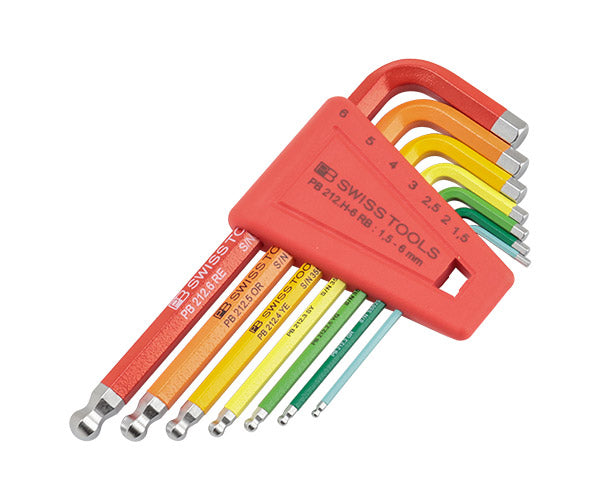 【11月の特価品】日本正規品 PBスイスツールズ ホルダー付ボールポイントレインボー六角レンチセット 7本組 (212.H-6RB) (7610733254279)