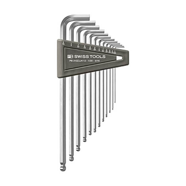 日本正規品 PBスイスツールズ ホルダー付ボールポイントロング六角レンチセット インチサイズ 12本組 (212Z.LH-12) (7610733007332)