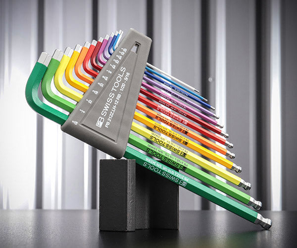 【ワケあり特価品】 (状態A) 日本正規品 PBスイスツールズ ホルダー付ボールポイントロングレインボー六角レンチセット インチサイズ 12本組 (212Z.LH-12RB) (7610733249398)