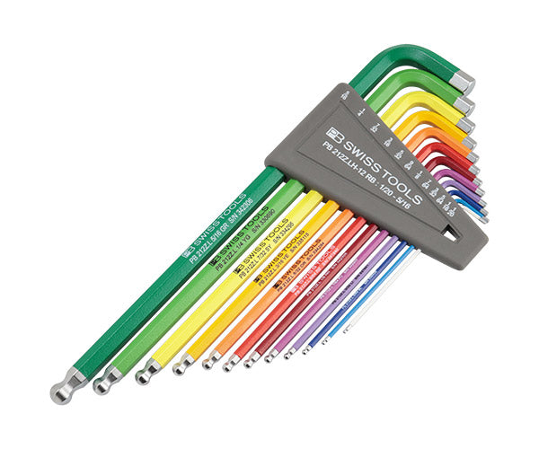 【ワケあり特価品】 (状態A) 日本正規品 PBスイスツールズ ホルダー付ボールポイントロングレインボー六角レンチセット インチサイズ 12本組 (212Z.LH-12RB) (7610733249398)