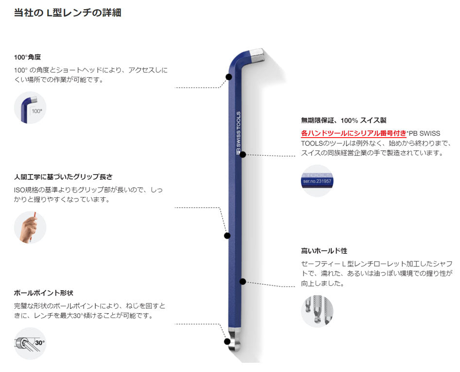 日本正規品 PBスイスツールズ マルチアングルレインボーレンチセット (2222.LH-10RB)(7610733283132)