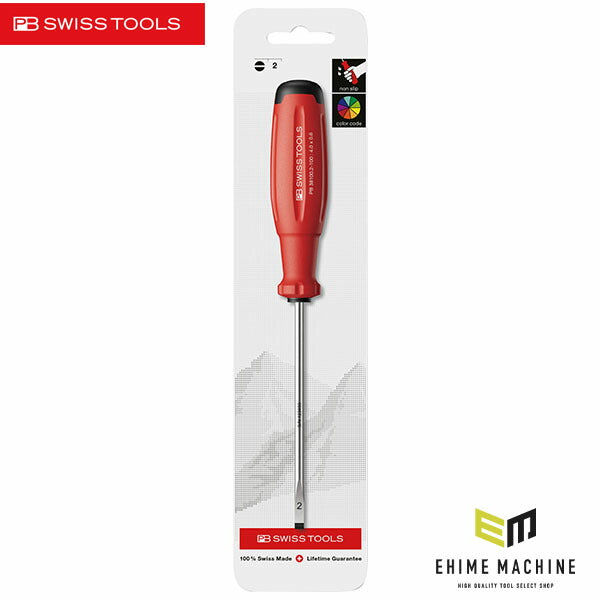 日本正規品 PBスイスツールズ スイスグリップEVO マイナスドライバー 刃先幅4.0mm 軸長100mm 台紙 (38100.2-100CN)(7610733297238) 新世代 スイスグリップEVO
