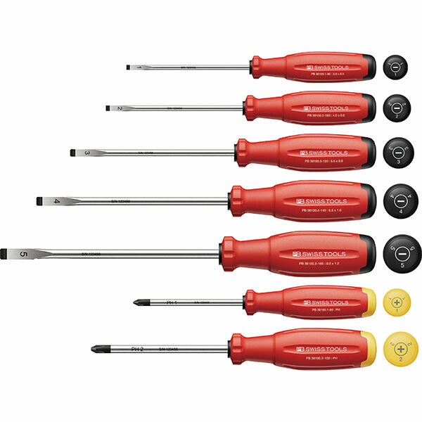 日本正規品 PBスイスツールズ スイスグリップEVO ドライバーセット (+・-) 7本組 (BOX) (38252.CBB)(7610733296668) 新世代 スイスグリップEVO