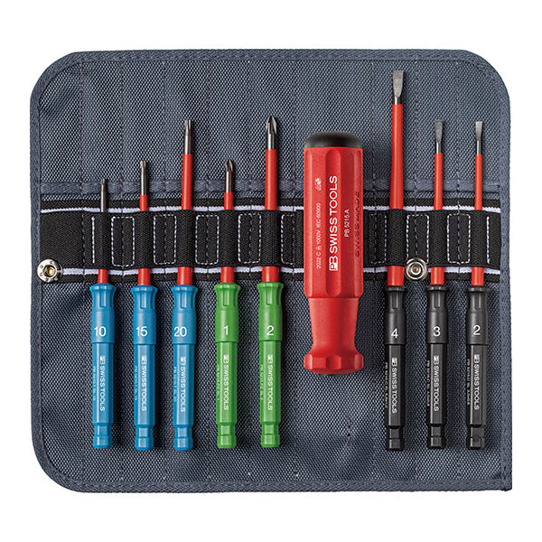 日本正規品 PBスイスツールズ 差替式絶縁ドライバーセット 8本組 (5218.SU)(7610733287819)