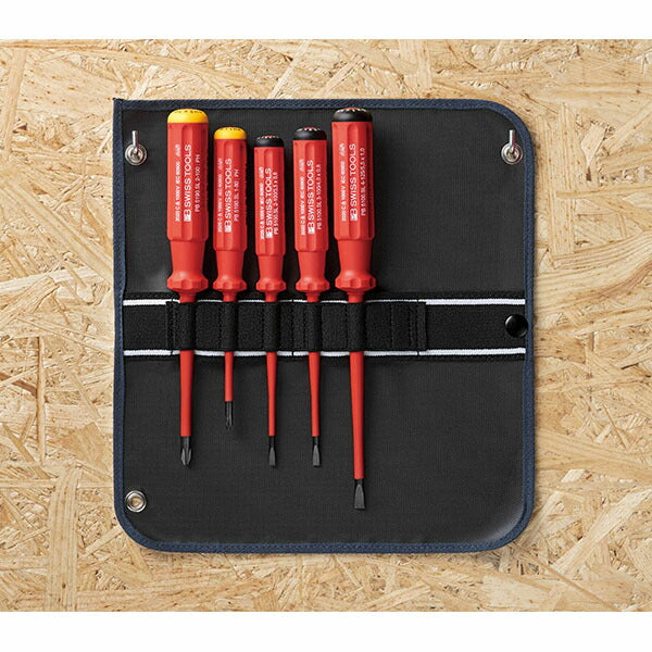 日本正規品 PBスイスツールズ エレクトロ絶縁スリムドライバーセット 5本組 (5542.SUSLGY)(7610733284641)