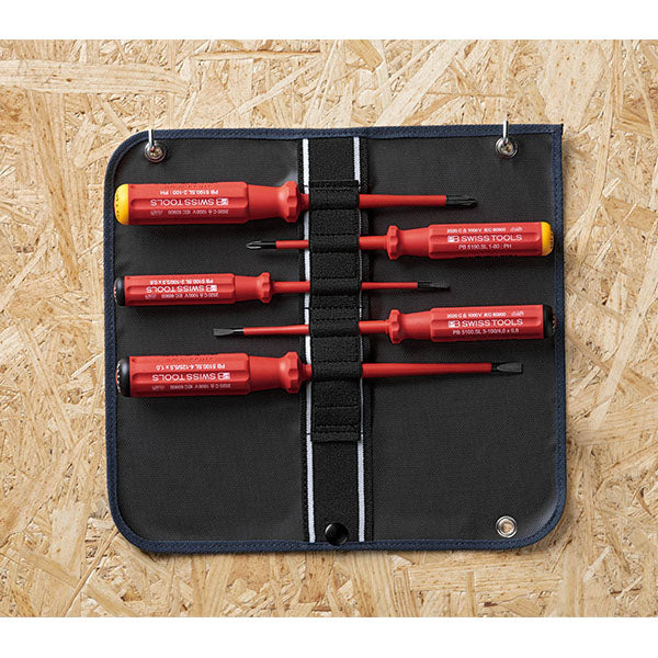 日本正規品 PBスイスツールズ エレクトロ絶縁スリムドライバーセット 5本組 (5542.SUSLGY)(7610733284641)