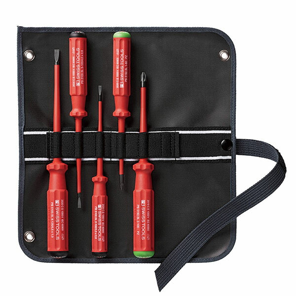 日本正規品 PBスイスツールズ エレクトロ絶縁スリムドライバーセット 5本組 (5543.SUSLGY)(7610733284658)