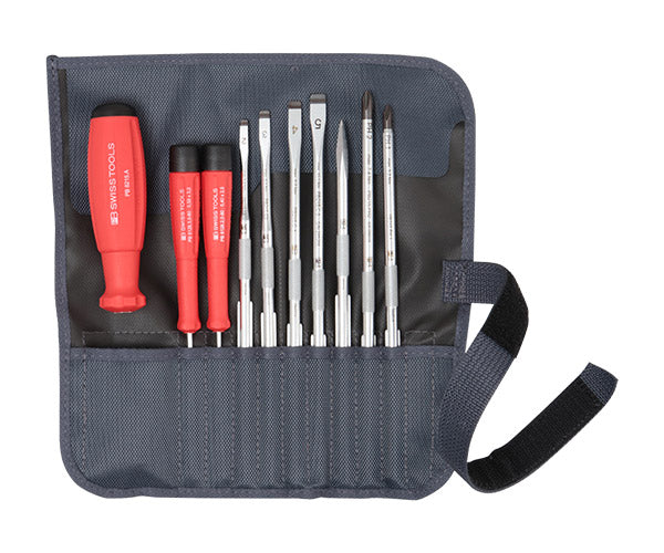 【ワケあり特価品】 (状態B) 日本正規品 PBスイスツールズ 差替式ドライバーセット9本組グレー ロールバッグ付 (BOX) (8218.GYCBB) (7610733281688)