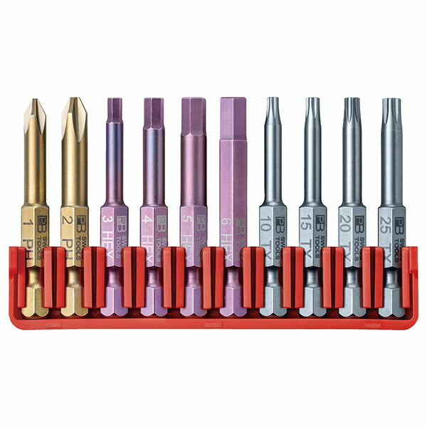 日本正規品 PBスイスツールズ 段付キビット10本組セット ビットホルダー付 (E6.700CN)(7610733293711)