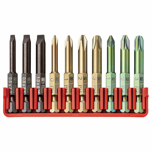 日本正規品 PBスイスツールズ 段付キビット10本組セット ビットホルダー付 (E6.701CN)(7610733293728)