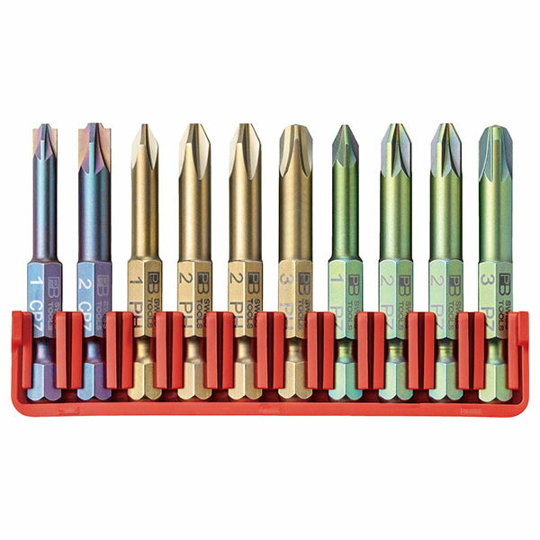 日本正規品 PBスイスツールズ 段付キビット10本組セット ビットホルダー付 (E6.712CN)(7610733293766)