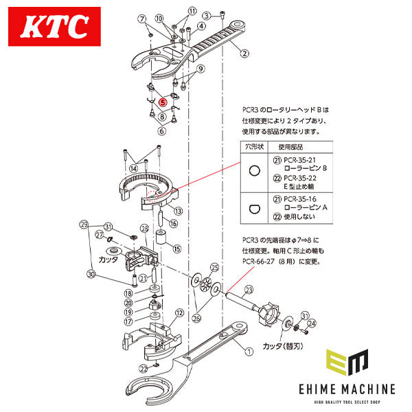 KTC ラチェットパイプカッター用 クロウ PCR2-35-5