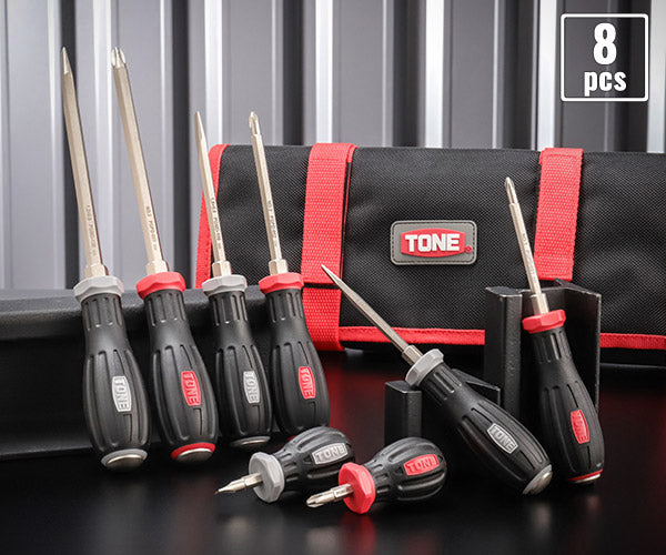 TONE パワーグリップドライバーセット 8本組 布袋付き (PGD8)(4953488315158) トネ