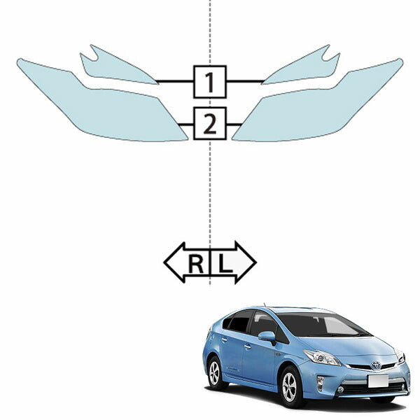 カット済みヘッドライトプロテクションフィルム トヨタ プリウス PHV (H24.1-H25.8) (ZVW35型) (S/G) (PH0135M1205B0SA)
