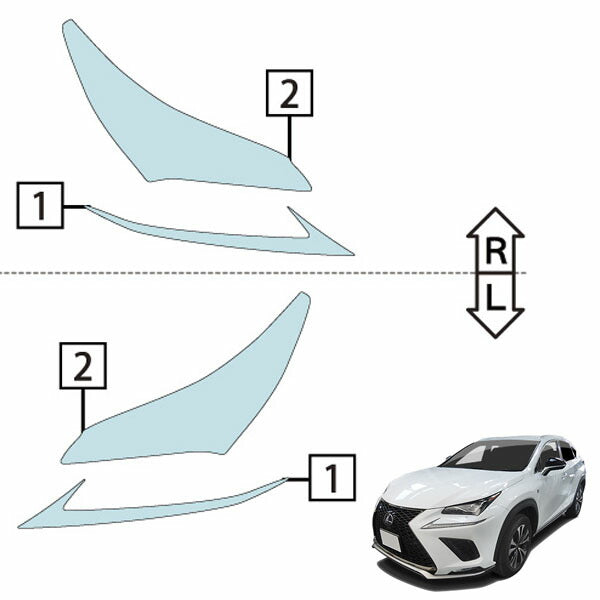 カット済みヘッドライトプロテクションフィルム レクサス NX (H29.9-R3.10) (AGZ10型/AGZ15型/AYZ10型/AYZ15型) (PH0204K1705B0SA)