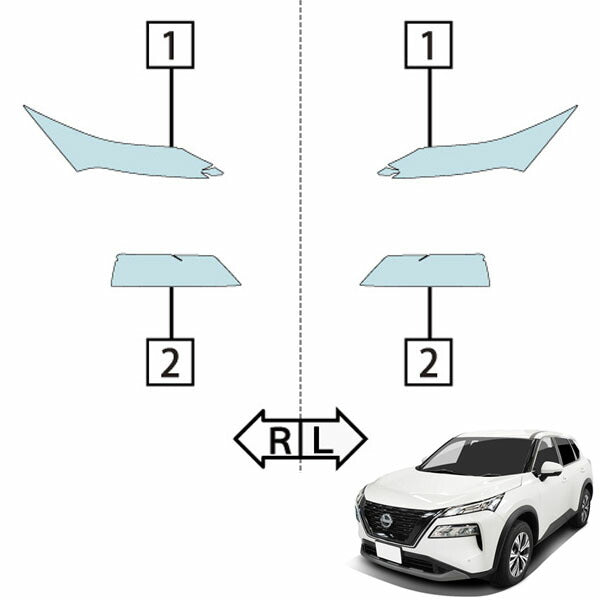 カット済みヘッドライトプロテクションフィルム 日産 エクストレイル ハイブリッド(e-POWER) (R4.7-(T33型)) (T33型/SNT33型) (PH0302L2205A0SA)