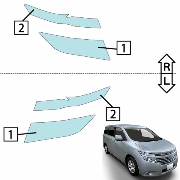 カット済みヘッドライトプロテクションフィルム 日産 エルグランド (H22.8-H25.12) (TE52型/TNE52型/PE52型/PNE52型) (PH0303J1005A0SA)