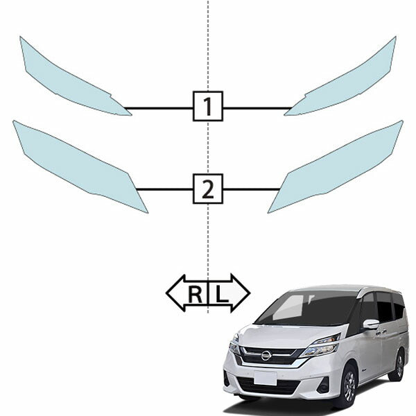 カット済みヘッドライトプロテクションフィルム 日産 セレナ ハイブリッド (H28.8-R1.7) (GC27型/GNC27型/GFC27型/GFN27型) (PH0314L1605A0SA)