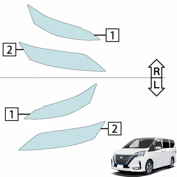 カット済みヘッドライトプロテクションフィルム 日産 セレナ e-POWER (R1.8-R4.12) (HC27型/HFC27型) (ハイウェイスター/ハイウェイスターV/ハイウェイスターG) (PH0314M1905B0SA)