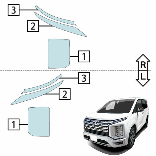カット済みヘッドライトプロテクションフィルム 三菱 デリカD:5 (R2.12-) (CV1W型) (PH0511J2005A0SB)