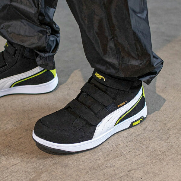 プーマ ヘリテイジ ミッドカット エアツイスト 2.0 No.63.203.0 ブラック PUMA ベルトモデル 安全靴 おしゃれ かっこいい 作業靴 JSAA規格 A種 プロスニーカー ヘリテージ ミドルカット