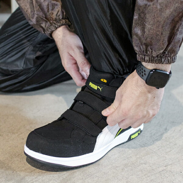 プーマ ヘリテイジ ミッドカット エアツイスト 2.0 No.63.203.0 ブラック PUMA ベルトモデル 安全靴 おしゃれ かっこいい 作業靴 JSAA規格 A種 プロスニーカー ヘリテージ ミドルカット