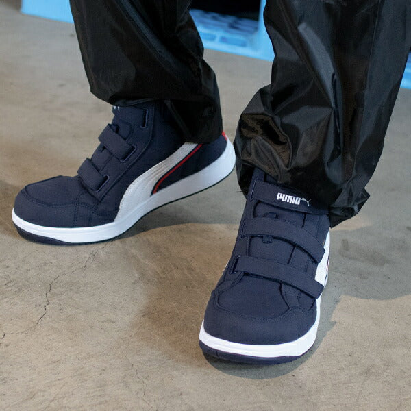 プーマ ヘリテイジ ミッドカット エアツイスト 2.0 No.63.205.0 ネイビー PUMA ベルトモデル 安全靴 おしゃれ かっこいい 作業靴 JSAA規格 A種 プロスニーカー ヘリテージ ミドルカット