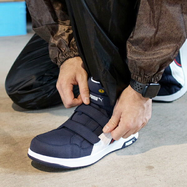 プーマ ヘリテイジ ミッドカット エアツイスト 2.0 No.63.205.0 ネイビー PUMA ベルトモデル 安全靴 おしゃれ かっこいい 作業靴 JSAA規格 A種 プロスニーカー ヘリテージ ミドルカット