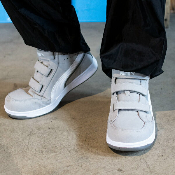 プーマ ヘリテイジ ミッドカット エアツイスト 2.0 No.63.206.0 グレー PUMA ベルトモデル 安全靴 おしゃれ かっこいい 作業靴 JSAA規格 A種 プロスニーカー ヘリテージ ミドルカット