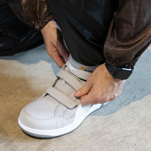 プーマ ヘリテイジ ミッドカット エアツイスト 2.0 No.63.206.0 グレー PUMA ベルトモデル 安全靴 おしゃれ かっこいい 作業靴 JSAA規格 A種 プロスニーカー ヘリテージ ミドルカット