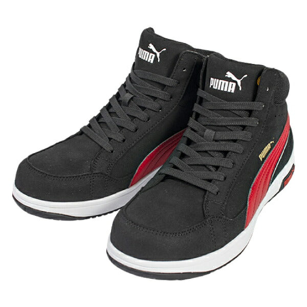 プーマ ヘリテイジ ミッドカット エアツイスト 2.0 No.63.210.0 ブラック PUMA 紐タイプ 安全靴 おしゃれ かっこいい 作業靴 JSAA規格 A種 プロスニーカー ヘリテージ ミドルカット