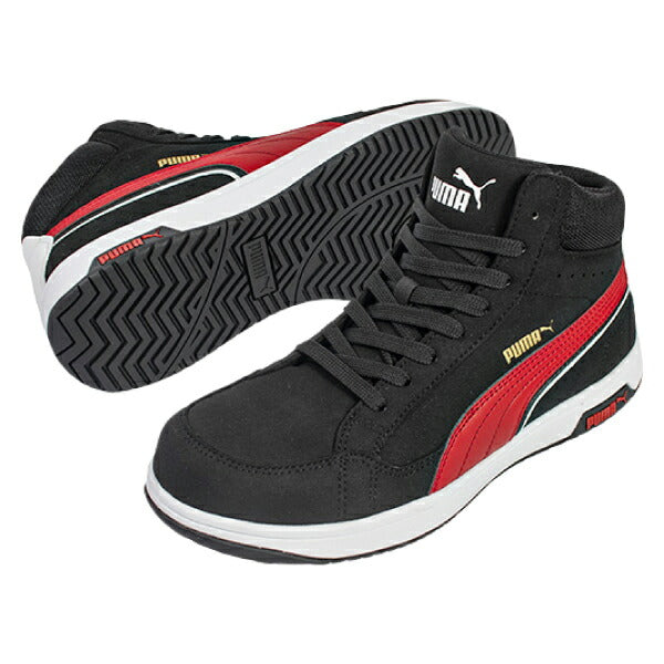プーマ ヘリテイジ ミッドカット エアツイスト 2.0 No.63.210.0 ブラック PUMA 紐タイプ 安全靴 おしゃれ かっこいい 作業靴 JSAA規格 A種 プロスニーカー ヘリテージ ミドルカット