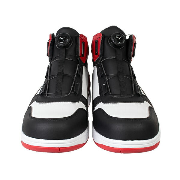 プーマ 安全靴 63.212.0 フロントコート ディスク ブラック&ホワイト&レッド ミッド FRONTCOURT DISC MID PUMA ヘリテイジ ディスクレーシングシステム